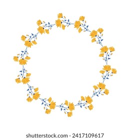Vector hand drawn floral wreath on white background
