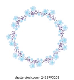 Vector hand drawn floral wreath frame on white background