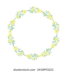 Vector hand drawn floral wreath frame on white background