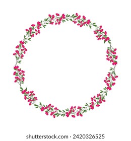 vector hand drawn floral wreath on white background