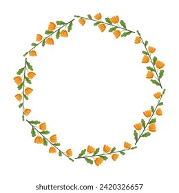 corona floral dibujada a mano vectorial sobre fondo blanco