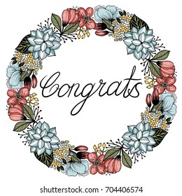 vector hand drawn floral wreath in vintage style