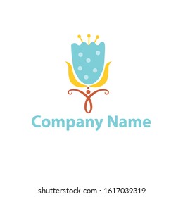 Vector hand drawn flower logo 