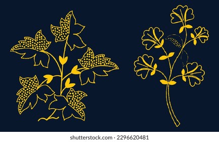 vector hand drawn flower silhouette set