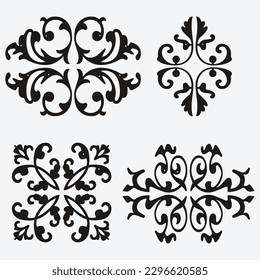 vector hand drawn flower silhouette set