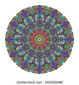 Vector hand drawn flower symbol illustration. Color mandala design. For fashion, web, surface design