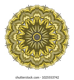 Vector hand drawn flower symbol illustration. Color mandala design. For fashion, web, surface design
