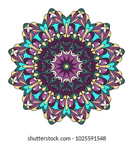 Vector hand drawn flower symbol illustration. Color mandala design. For fashion, web, surface design