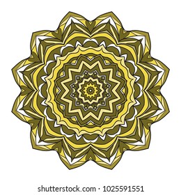 Vector hand drawn flower symbol illustration. Color mandala design. For fashion, web, surface design