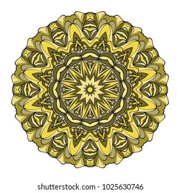 Vector hand drawn flower symbol illustration. Color mandala design. For fashion, web, surface design