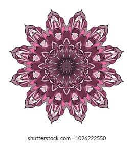 Vector hand drawn flower symbol illustration. Color mandala design. For fashion, web, surface design