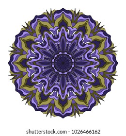 Vector hand drawn flower symbol illustration. Color mandala design. For fashion, web, surface design