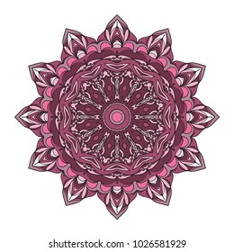 Vector hand drawn flower symbol illustration. Color mandala design. For fashion, web, surface design