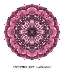 Vector hand drawn flower symbol illustration. Color mandala design. For fashion, web, surface design
