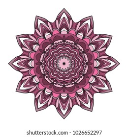 Vector hand drawn flower symbol illustration. Color mandala design. For fashion, web, surface design