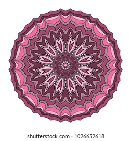 Vector hand drawn flower symbol illustration. Color mandala design. For fashion, web, surface design