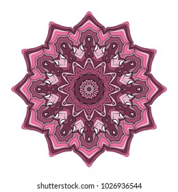Vector hand drawn flower symbol illustration. Color mandala design. For fashion, web, surface design