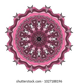 Vector hand drawn flower symbol illustration. Color mandala design. For fashion, web, surface design