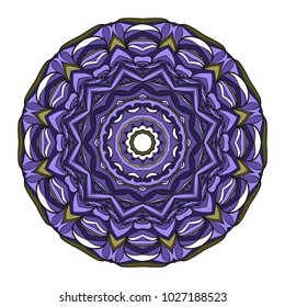 Vector hand drawn flower symbol illustration. Color mandala design. For fashion, web, surface design