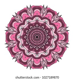 Vector hand drawn flower symbol illustration. Color mandala design. For fashion, web, surface design