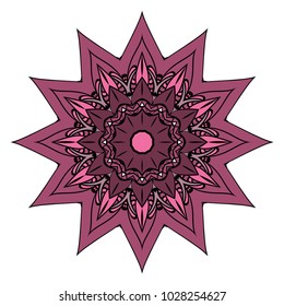 Vector hand drawn flower symbol illustration. Color mandala design. For fashion, web, surface design