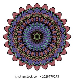 Vector hand drawn flower symbol illustration. Color mandala design. For fashion, web, surface design