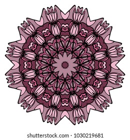 Vector hand drawn flower symbol illustration. Color mandala design. For fashion, web, surface design