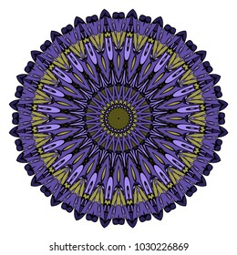 Vector hand drawn flower symbol illustration. Color mandala design. For fashion, web, surface design