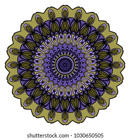 Vector hand drawn flower symbol illustration. Color mandala design. For fashion, web, surface design
