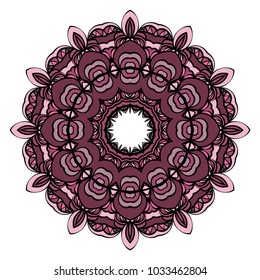 Vector hand drawn flower symbol illustration. Color mandala design. For fashion, web, surface design