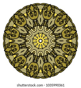 Vector hand drawn flower symbol illustration. Color mandala design. For fashion, web, surface design