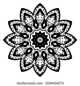 Vector hand drawn flower symbol illustration. Color mandala design. For fashion, surface design