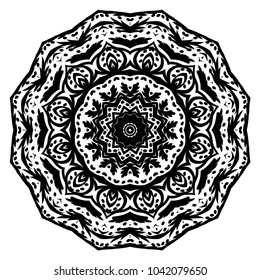 Vector hand drawn flower symbol illustration. Color mandala design. For fashion, surface design
