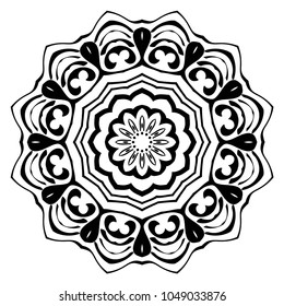 Vector hand drawn flower symbol illustration. Color mandala design. For fashion, surface design