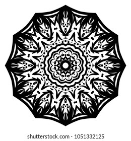 Vector hand drawn flower symbol illustration. Color mandala design. For fashion, surface design