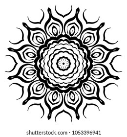 Vector hand drawn flower symbol illustration. Color mandala design. For fashion, surface design