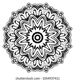 Vector hand drawn flower symbol illustration. Color mandala design. For fashion, surface design