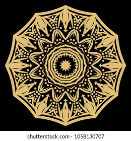Vector hand drawn flower symbol illustration. Color mandala design. For fashion, surface design