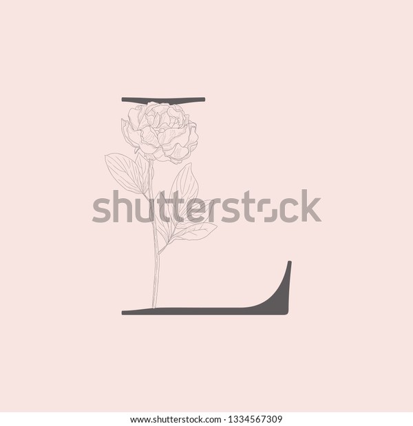Vector Hand Drawn Flowered L Monogram Stock Vector (Royalty Free ...