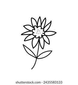 Icono de flores dibujado a mano del vector, signo simple de la flor y symbol.black y white.
