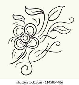 Vector Hand Drawn flowers. Vector illustration.