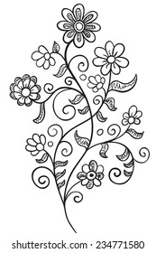 Vector Hand Drawn flowers. Vector illustration.