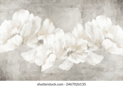 Vector dibujado a mano flores. Decoración de interiores arte. Paisaje Abstractas. Póster moderno para imprimir