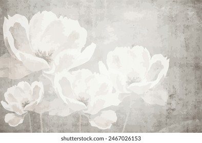 Vector dibujado a mano flores. Decoración de interiores arte. Paisaje Abstractas. Póster moderno para imprimir