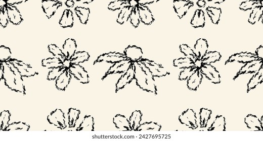 Vector dibujado a mano flores. Patrón sin costura para el diseño textil, papel pintado, papelería, decoración del hogar, embalaje, fondo, arte y artesanías.