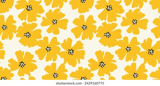 Vector hand drawn flowers. Seamless pattern for textile design, wallpaper, stationery, home decor, packaging, background, art and crafts.