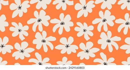 Vector hand drawn flowers. Seamless pattern for textile design, wallpaper, stationery, home decor, packaging, background, art and crafts.