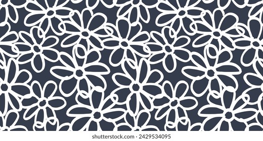 Vector hand drawn flowers. Seamless pattern for textile design, wallpaper, stationery, home decor, packaging, background, art and crafts.