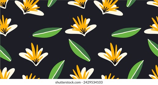 Vector hand drawn flowers. Seamless pattern for textile design, wallpaper, stationery, home decor, packaging, background, art and crafts.