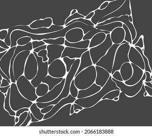 Vector hand drawn fluid abstract  illustration with tangled lines.  Mosaic background in black and white colors. Doodle style. Neuroart design. 

